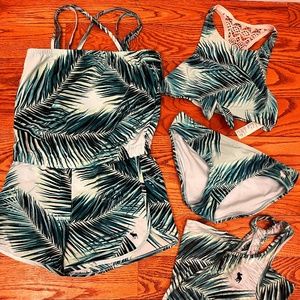 Abercrombie Kids Girls Palm Bikini Swim, Romper Coverup & Tank Bundle Size 13/14